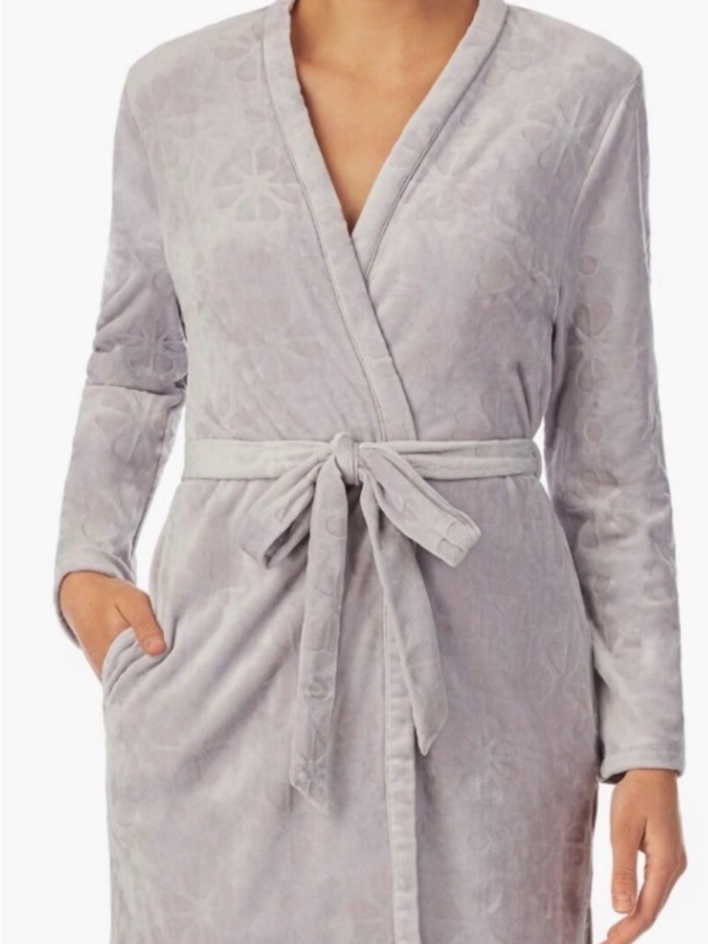 kate spade Plush Wrap Robe - Light Purple/Grey Size Medium